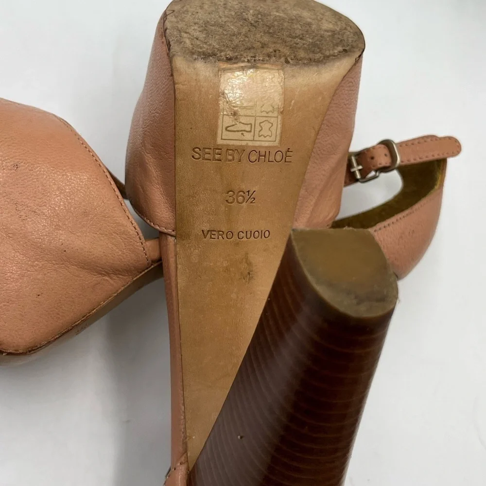 See By Chloe Vela Light Pink-Nude Platform High Heels‎ Sandals Sz 36.5/US 6